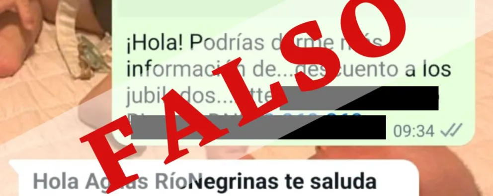 Desde Aguas Rionegrinas advierten por falsos mensajes de WhatsApp
