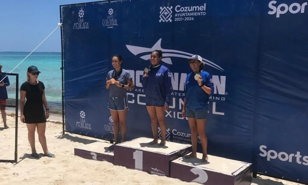 Mayte Puca, una vez más en lo más alto de Oceanman Cozumel en México. Foto: gentileza.