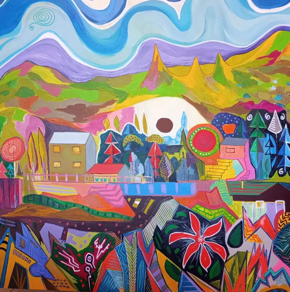 El barrio Reina Mora desde la perspectiva del artista Daniel Fuentes. Foto: gentileza.