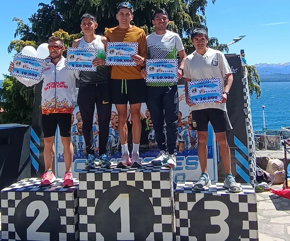 Arriba, el top5 en caballeros. Abajo, la ganadora en damas, de apenas 13 años.