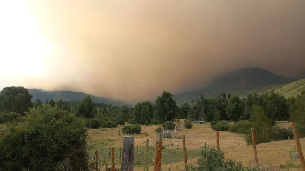 La columna de humo avanzó por la zona y es visible desde Bariloche. Foto: gentileza.