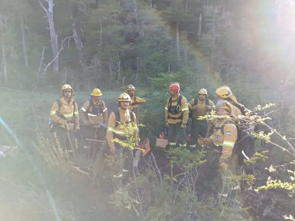 Son 177 los brigadistas que operan en los diversos focos del incendio en Los Manzanos. Foto: Parques Nacionales.