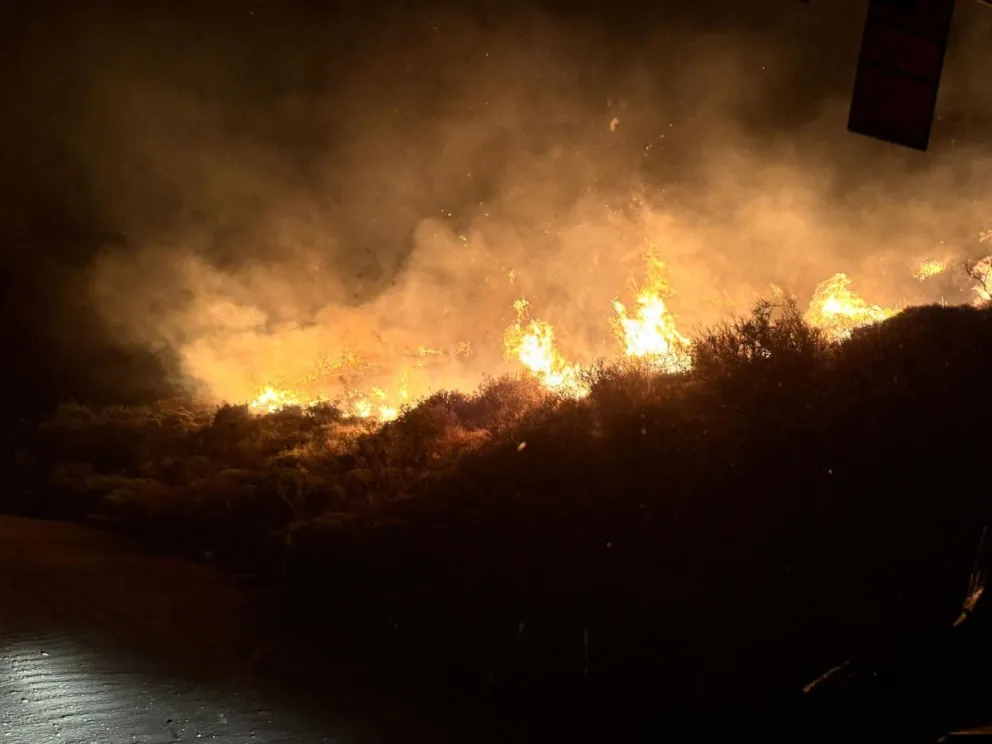 El fuego inició este sábado por la noche. fotos: Bomberos Voluntarios de Pilcaniyeu.