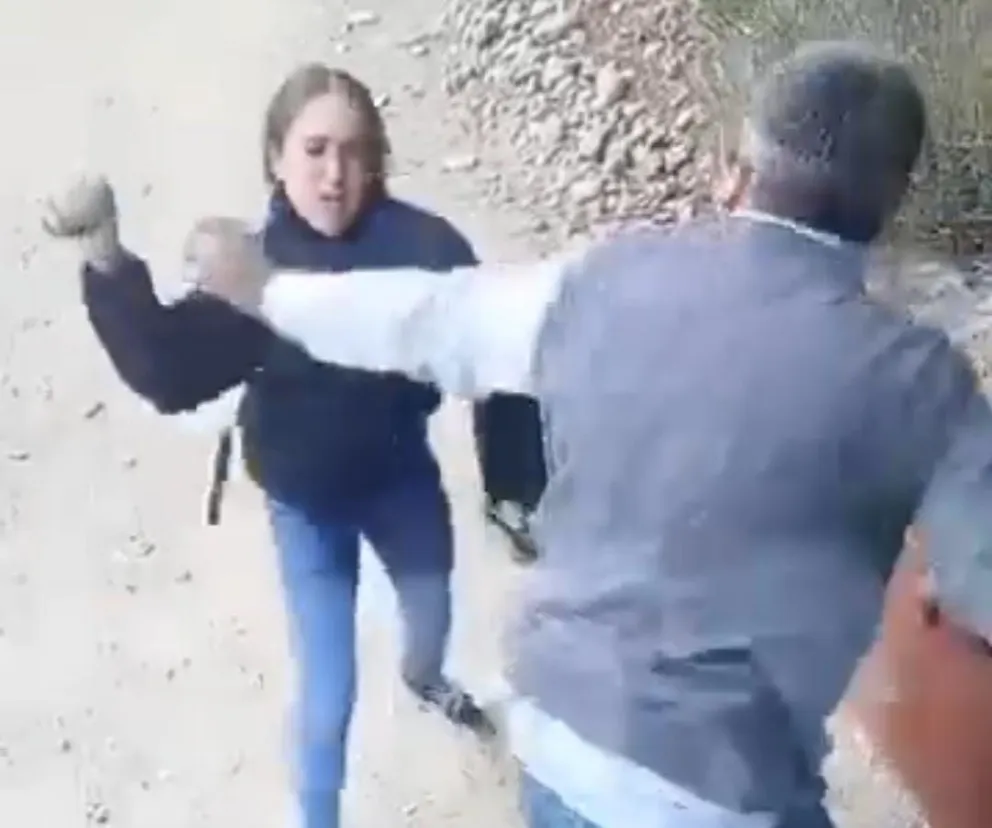 La mujer agredió al chofer con una piedra. Foto: captura de video