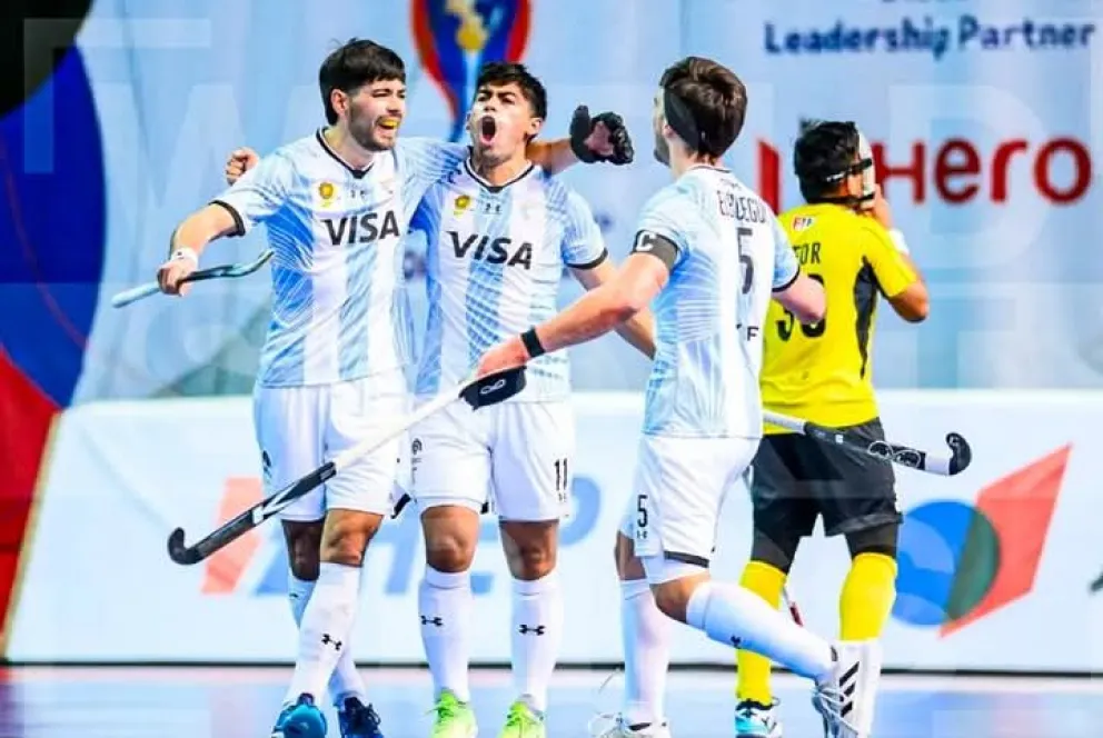 El festejo argentino en Croacia. Triunfo ante Malasia para seguir con chances. Foto: Federación Internacional de Hockey.