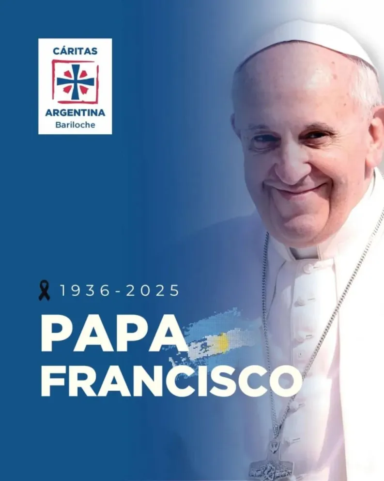En Bariloche,la santa misa para despedir al Papa Francisco se realizará hoy a las 20 horas en la Catedral. 