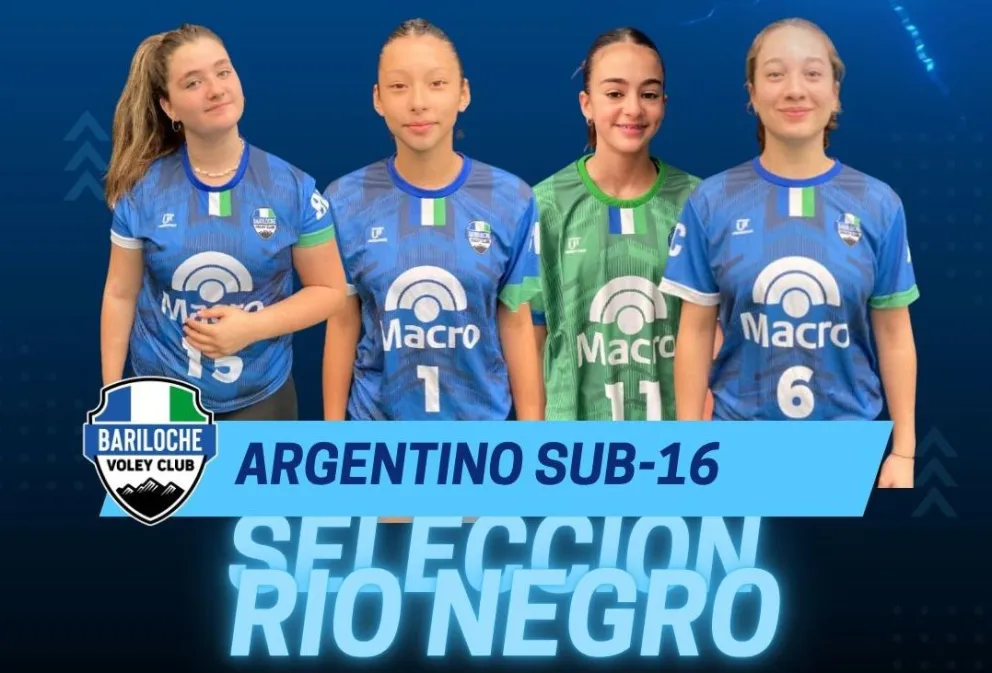 Las cuatro jugadoras del Bariloche Voley Club. Se viene el Nacional Sub16. Foto: gentileza.