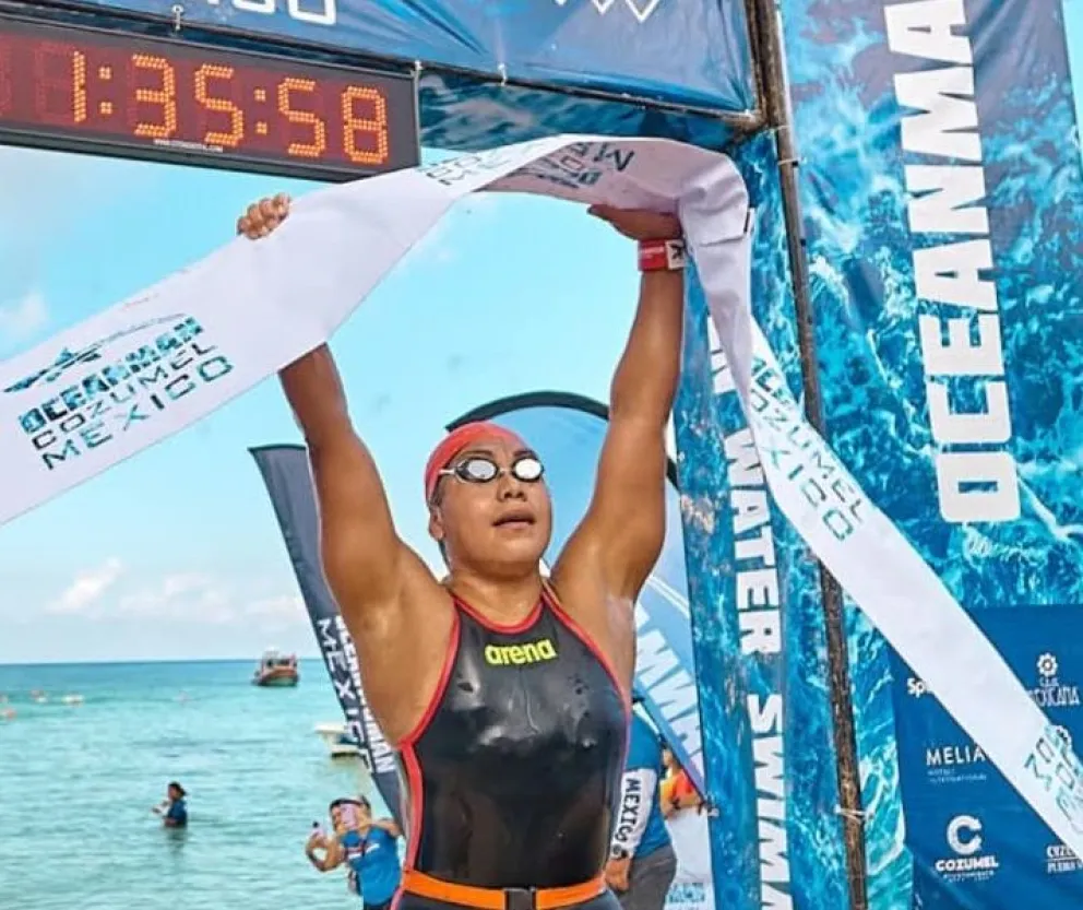 Mayte y su festejo en Cozumel, México. El sábado competirá en Macedonia del Norte. Foto: gentileza.