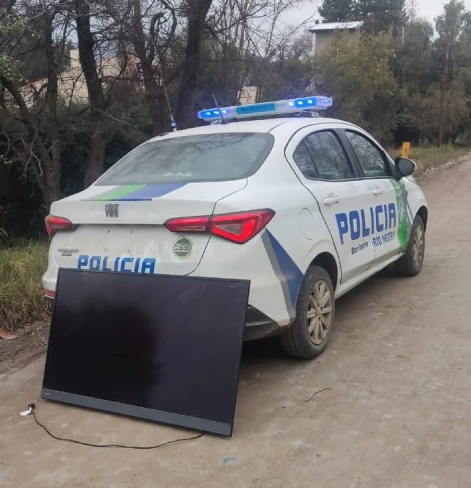 Una llamada telefónica alertó que el aparato se encontraba en un sector boscozo, por calle Medallita. Foto: Prensa Policía de Río Negro.