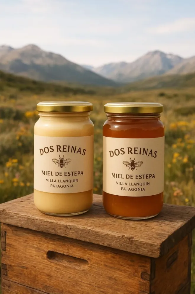La miel de Dos Reinas es elaborada en Villa Llanquín. Fotos: gentileza.