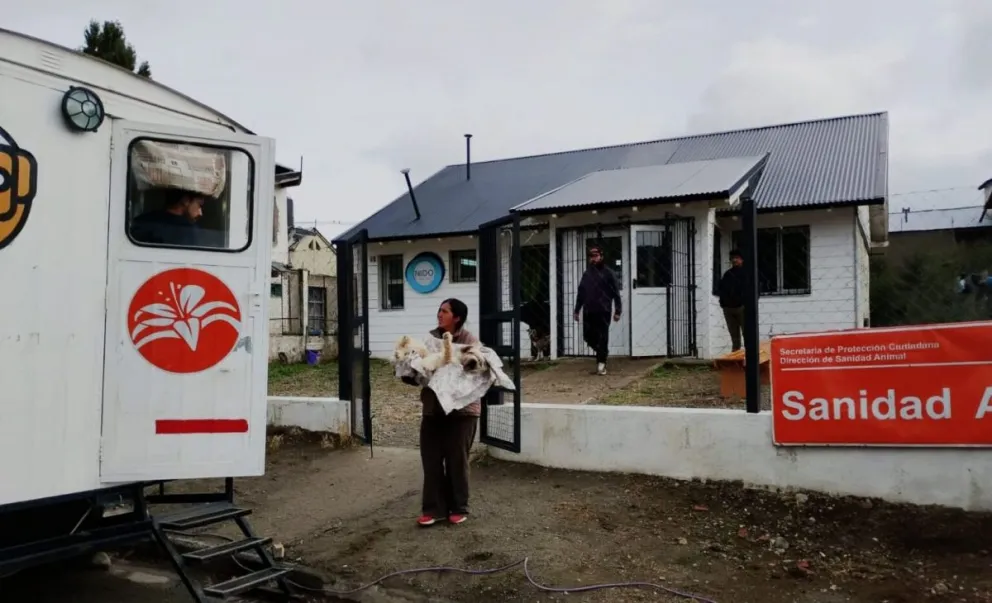 Los vecinos continúan acercándose al movil de Sanidad Animal que recorre los barrios. Foto gentileza 
