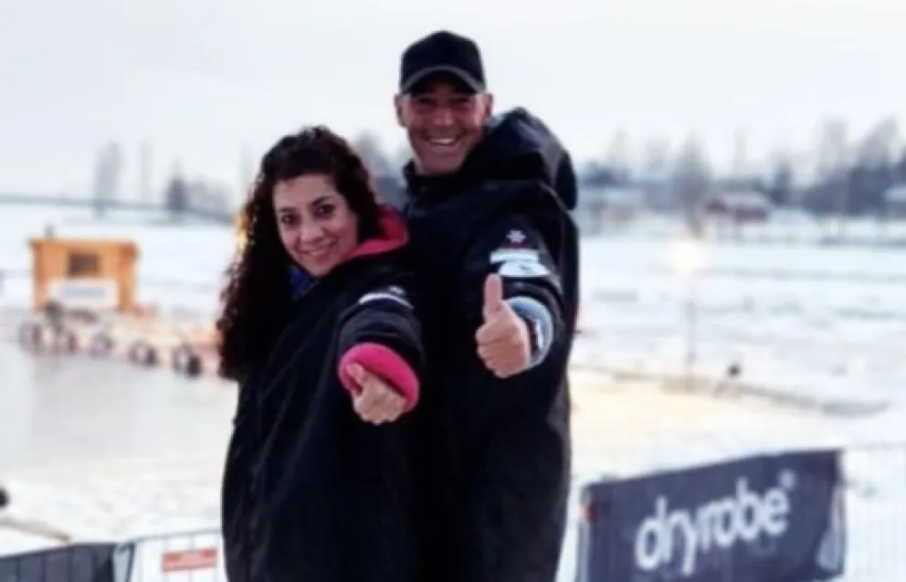 El matrimonio Pescader-Mansilla la sigue rompiendo en Finlandia. Foto gentileza. 