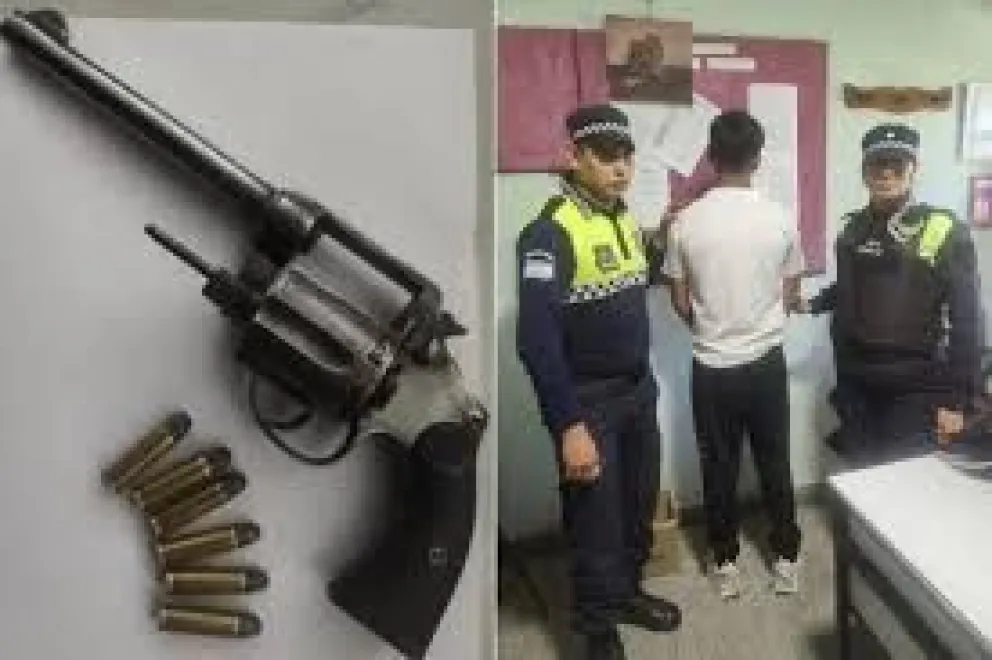 El adolescente fue reducido por personal policial. Foto gentileza. 