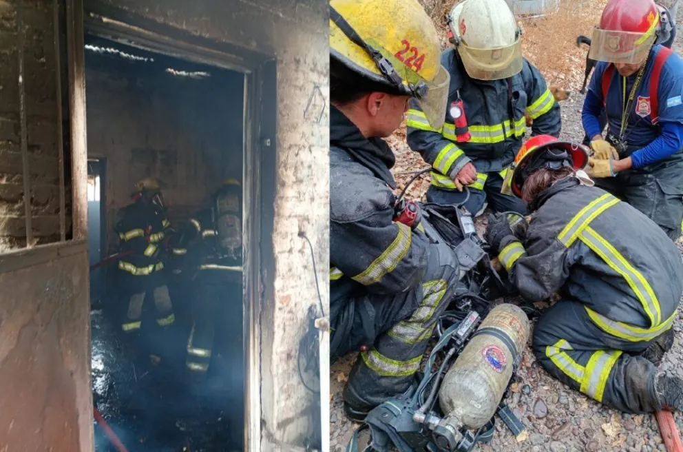 Dos dotaciones de bomberos trabajaron para extinguir el fuego. (Foto: Gentileza Centenario Digital)