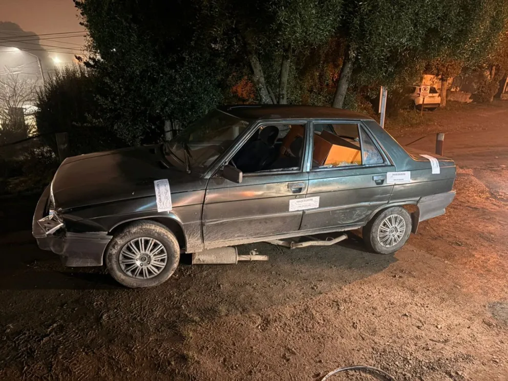 El conductor fue detenido en el lugar, en tanto que el acompañante logró darse a la fuga a pie. Foto: Prensa Policía de Río Negro.