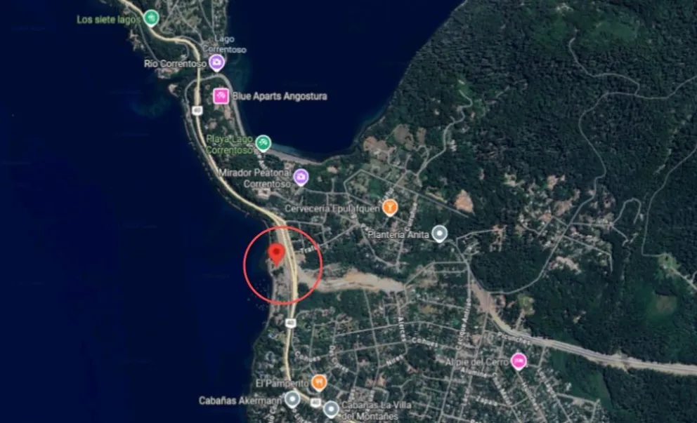 Mapa: Zona de conflicto, Camping Quilla Hue - Villa la Angostura  