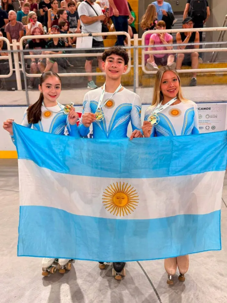 Catalina, Santiago y Nahiara, pura alegría y una sensacional actuación en Brasil. Foto: gentileza.