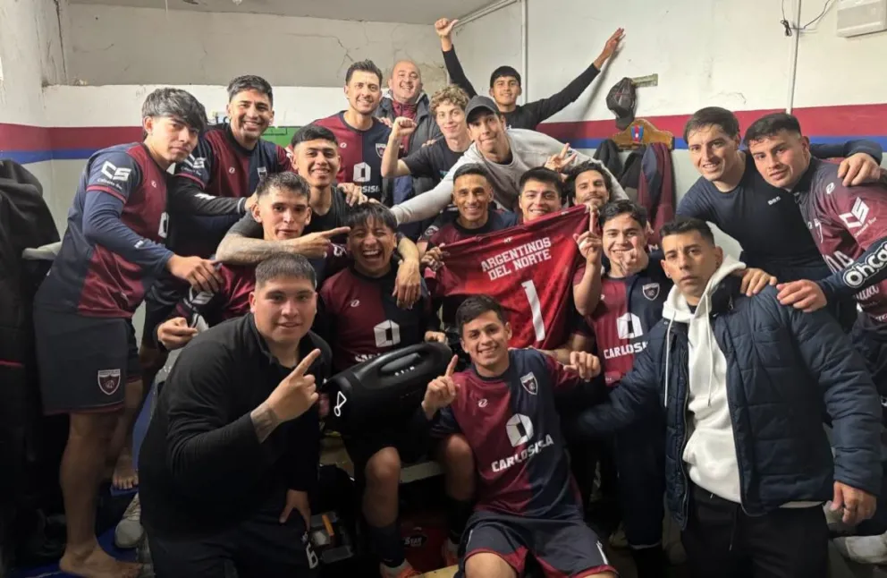 El festejo de Argentinos del Norte en casa luego de vencer a San Martín. Foto: gentileza.