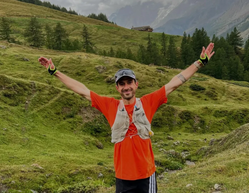 "Pato" en la previa, antes de su brillante tarea en Mont Blanc. Foto: redes sociales.