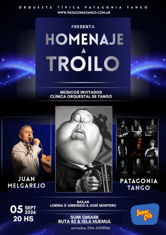Todo listo para vivir el homenaje a Troilo en Bariloche. Foto gentileza