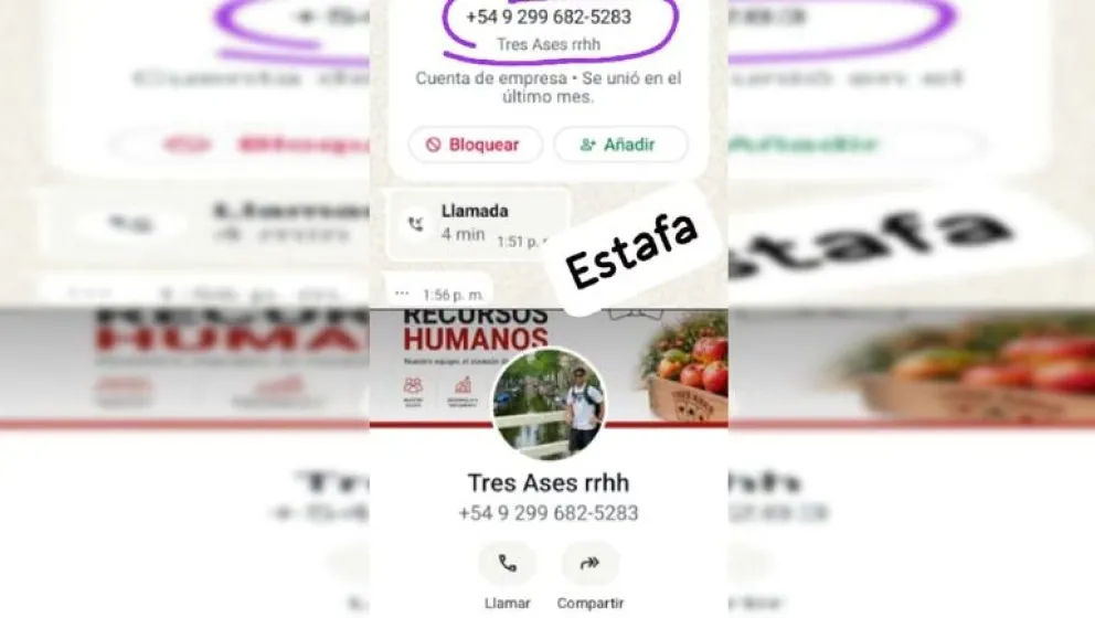 Estafa usando el nombre de una empresa frutícola de Cipolletti. 