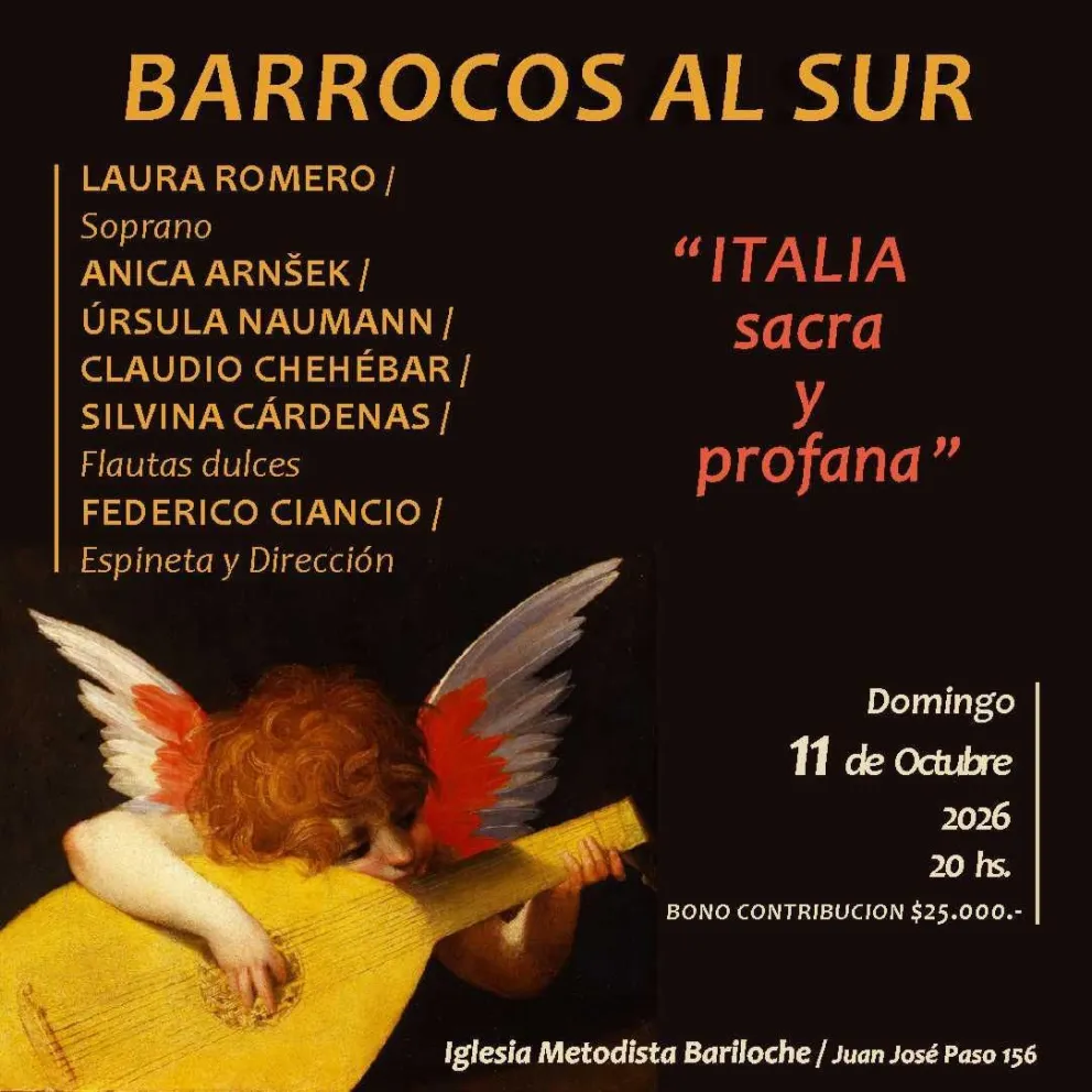 Barrocos al Sur presenta un concierto de música del siglo XVII en Bariloche