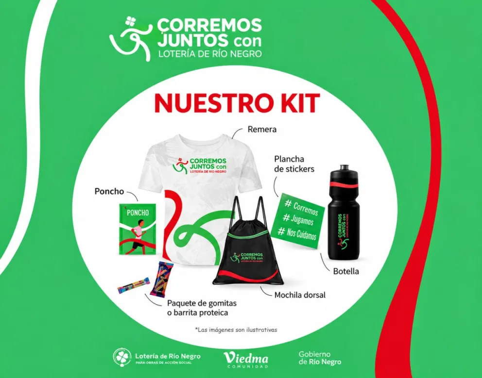 Carrera Solidaria en Viedma, y con la entrega de un alimento en la acreditación tendrán un Kit de Loteria!